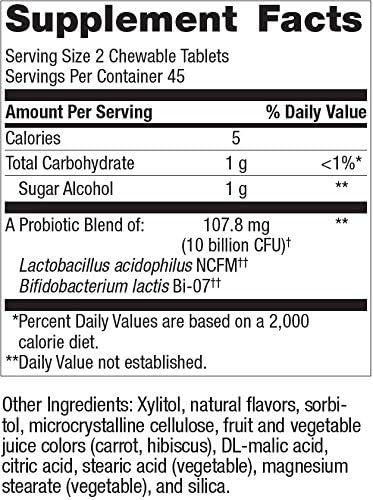 Bariatric Advantage Chewable FloraVantage Probiotic - 10 Billion CFUs for Gut Health & Immune System - Vegetarian &