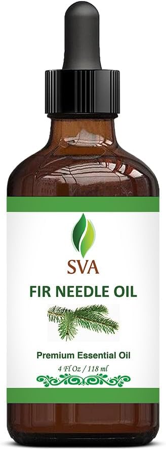 SVA Fir Needle Essential Oil – 4 Fl Oz – 100% Natural for Diffuser, Hair Care, Skin Care, Aromatherapy, with Dropper