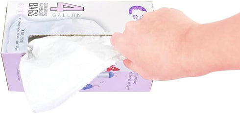 Orino 4 0.7 60 Count Ultra Strong Small Garbage Bags for Car Bath Room and Office Gallon Drawstring Can Liner mil White