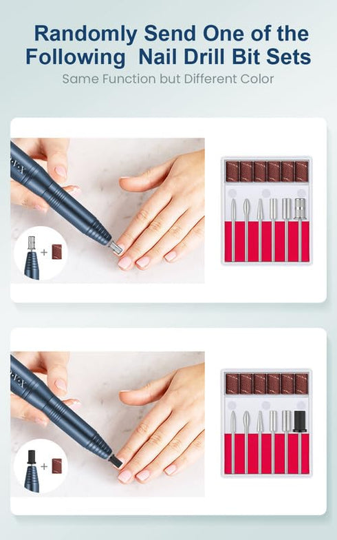 Professional Nail Drill Set 20000RPM USB Portable Electric Nail File with Sanding Bands, Bits & Brush for Acrylic Gel