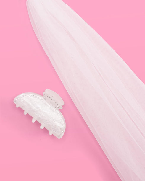 xo, Fetti Bride Veil Claw Clip for Bachelorette Party, Rhinestone Detachable Veil Accessory
