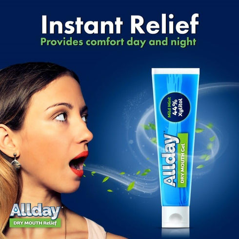 Allday Dry Mouth Gel, Maximum Strength Xylitol, Fast Acting, Non-Acidic, 2 Tubes Inside One Box