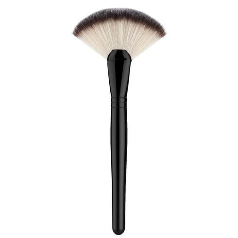 Luxspire Professional Fan Makeup Brush for Highlighting Blush Bronzer Cheekbones, Large Soft Dense Face Tool, Black
