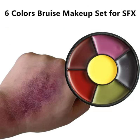 Go Ho 6 Colors Bruise Makeup Set for SFX, Theatrical Face Paint Materials with Sponges for Halloween