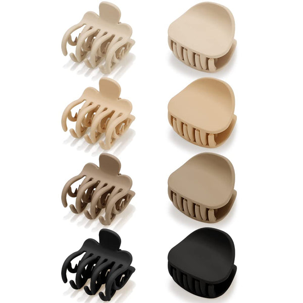 Small Hair Clips for Thin, Fine, and Short Hair - 8 Pcs Cute Matte Claw Clips with Double Row Teeth