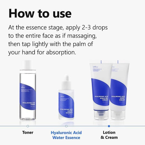 ISNTREE Hyaluronic Acid Water Essence 50ml | Water Serum | Replenishes Moisture, Non-sticky Finish