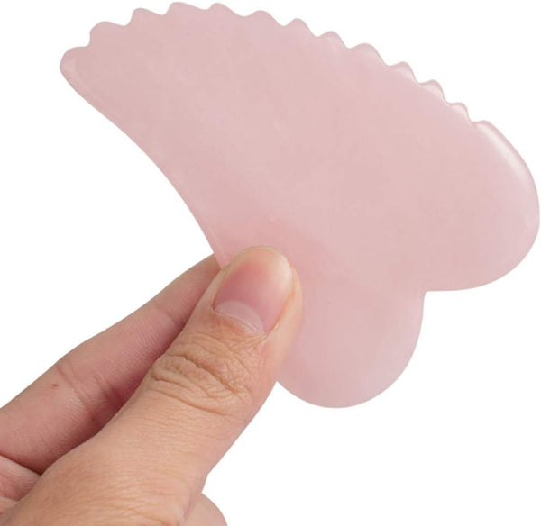 Rose Quartz Gua Sha Comb Massage Tool, Unique Comb Edge Gua Sha Board for SPA & Acupuncture Therapy, Heart Shape