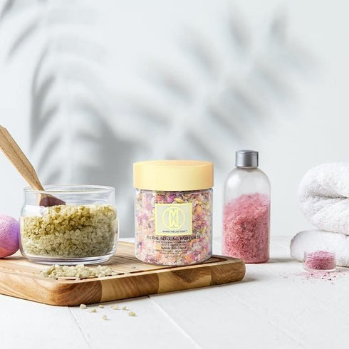 Natural Floral Soaking Bath Salt - Detox Body & Foot Soak with Rose & Jasmine Petals