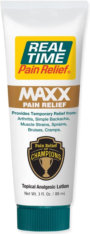 Real Time Pain Relief MAXX 3oz Tube, Fast-Acting Relief for Muscle Pain, Arthritis, Backaches, with Natural Ingredients