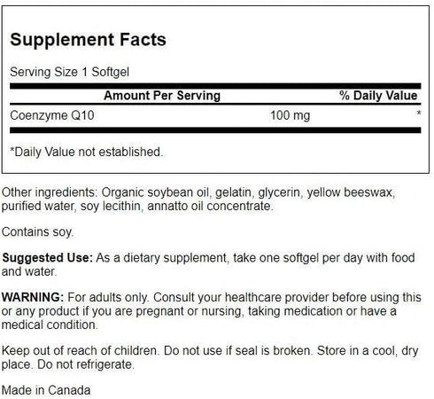 Swanson CoQ10 Coenzyme Q10 Supplement, 100mg Each, 100 Softgels (2 Pack)