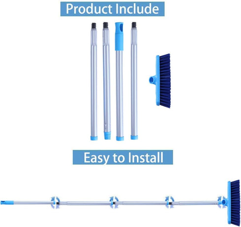 Long Handle Deck Brush - 50" Stiff Bristle Scrubbing Brush for Cleaning Shower, Bathroom, Bathtub, Tile Floors, Garage