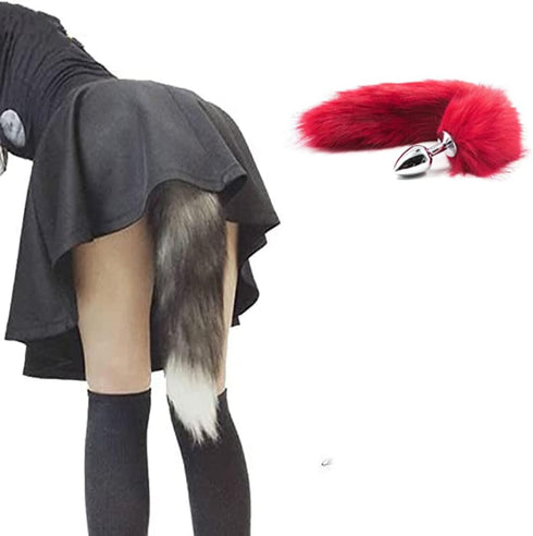 Ooiixx Sexy Fox Tail Cosplay Anal Plug Anal Butt Plug Adult Sex Toys for Women Men Couple Stainless Steel Anal Plug