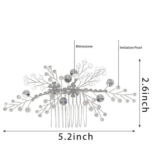 Wedding Hair Comb Pearl Headpieces | Rhinestone Bridal Side Hair Accessories for Women and Girls