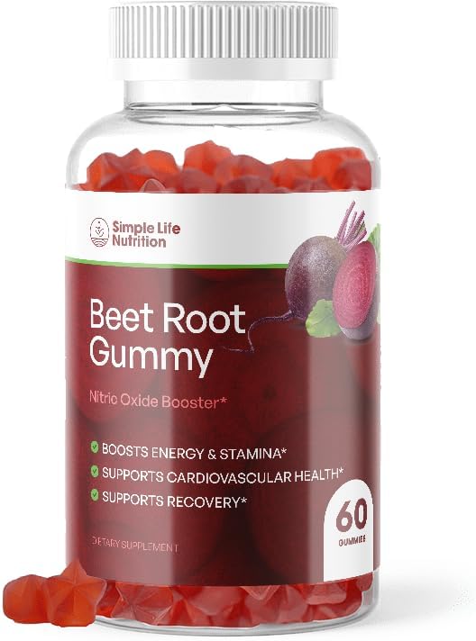 Organic Beet Root Gummies - Nitric Oxide Booster for Men & Women, Organic Non-GMO Gluten Free - 60CT
