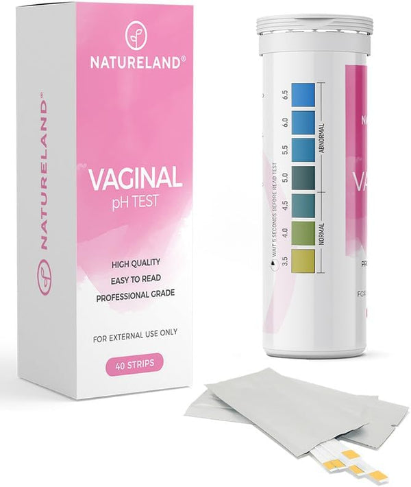 Natureland Vaginal Health pH Test Strips, Feminine pH Test Value Pack for Monitoring Intimate Health (40 Strips)