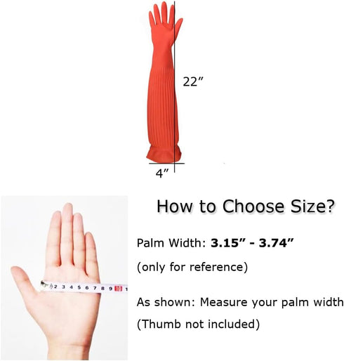 Household Rubber Latex Cleaning Gloves - Long Reusable Kitchen Natural Rubber Wash Gloves