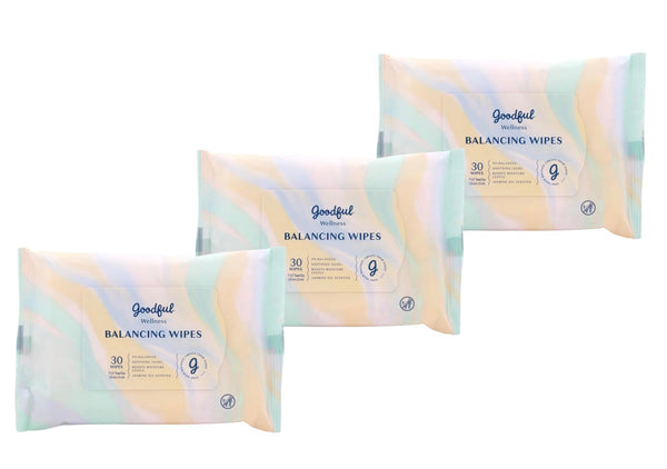 VitaBoost Goodful Wellness pH Balancing Wipes, 30 Count (Pack of 3) Hypoallergenic Feminine