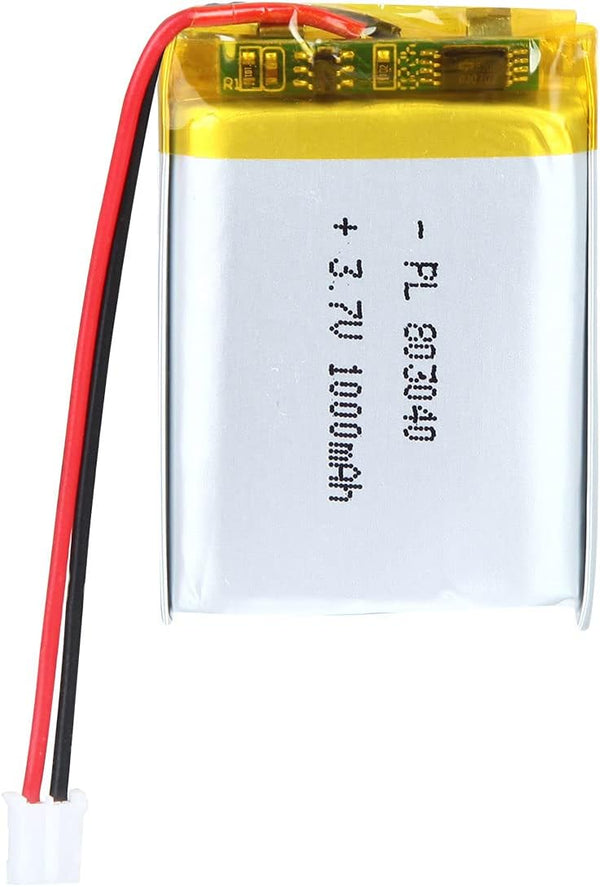 3.7V 1000mAh 803040 Lithium Polymer Ion Rechargeable Li-ion Battery with 2P PH 2.0mm Pitch Connector
