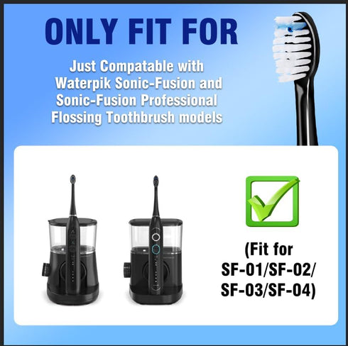 Replacement Heads for WaterPik Sonic Fusion, Compatible with WaterPik Sonic Fusion 2.0 Flossing Toothbrush