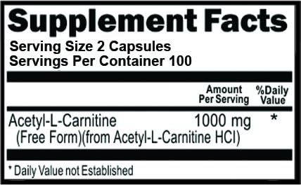 L-Carnitine 200 Capsules, 500mg per Capsule