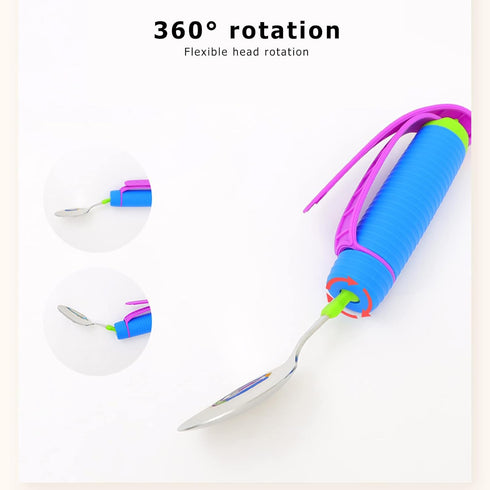 Elderly Eating Spoon, 360° Flexible Rotation Head for Practical Disabled Eating Aid
