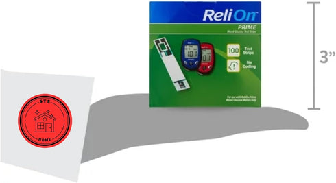ReliOn Prime Blood Glucose Test Strips, 100 Count for Diabetes, Blood Sugar Test Strips with STS Sticker