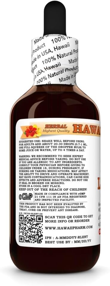 Hawaii Pharm 2 fl.oz Red Lentil (Lens Culinaris) Dry Seed Tincture, All Natural, Vegan, Pure Liquid Extract