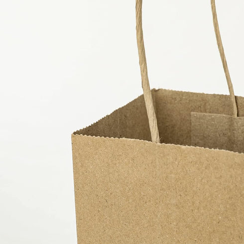Oikss 100 Pack Small Plain Natural Paper Kraft Gift Bags, 5.25x3.25x8.25 Inch, Bulk for Birthday Party Favors
