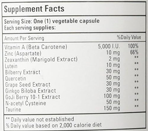 Bio Nutrition Eye Wellness 60 Vegetarian Capsules | Supports Eye and Vision Health | Zeaxanthin, Vitamin A & Zinc