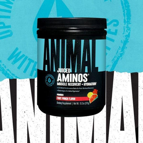 Animal Juiced Amino Acids - BCAA/EAA Matrix Plus Hydration with Electrolytes, Sea Salt, Fruit Punch Flavor, 30 Servings