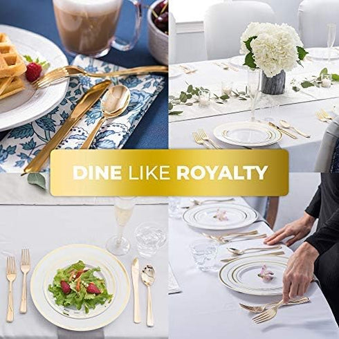 Stock Your Home 125 Disposable Heavy Duty Plastic Knives, Fancy Plastic Silverware Looks Like Real Cutlery - Utensils Perfect for Catering Events, Restaurants, Parties and Weddings (Gold) by Stock Your Home