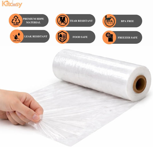 Kitchsy 18x24 250 Count (3) Produce Bags Roll, Clear Plastic Food Bags for Fruits, Veggies, Bread, Grocery Shopping