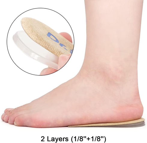 Dr.Foot Adjustable Orthopedic Heel Lift Inserts - Height Increase Insole for Heel Pain, Sports Injuries, Beige, 2 Layers