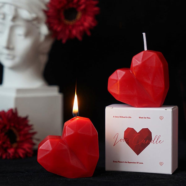 NatureMan 2 Pcs Valentine's Day Heart Candles- Red Love Heart Shape Scented Candles-