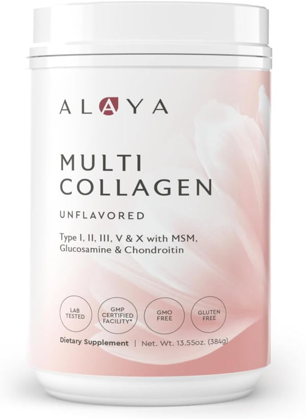 Alaya Multi Collagen Powder - Type I, II, III, V, X Hydrolyzed Collagen Peptides Protein Powder, Unflavored, 40 Servings