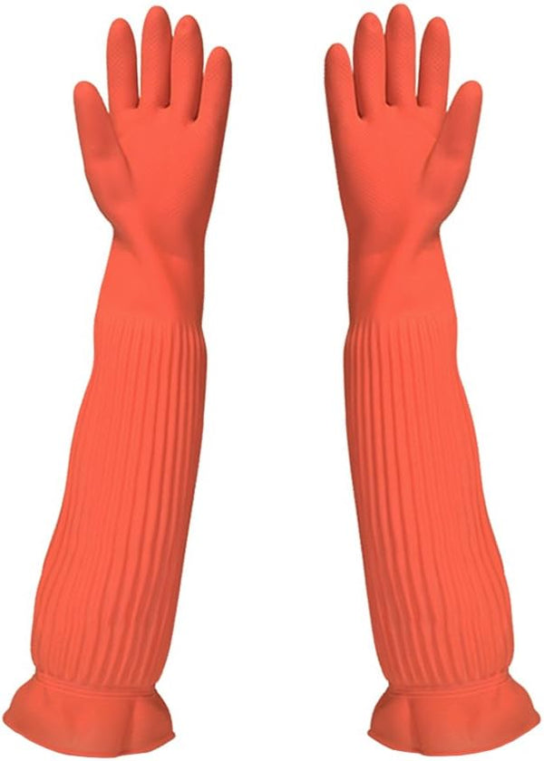 Household Rubber Latex Cleaning Gloves - Long Reusable Kitchen Natural Rubber Wash Gloves