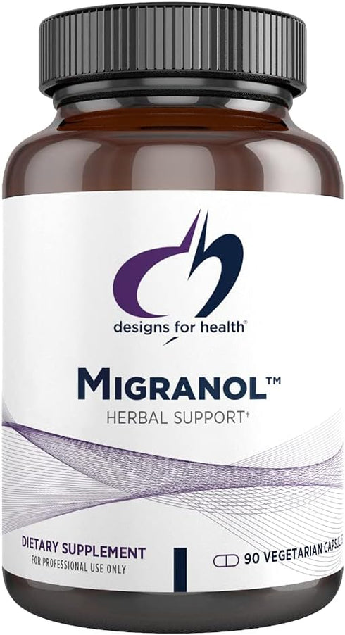 Designs for Health Migranol with Feverfew, Magnesium Malate, Curcumin, 90 Capsules