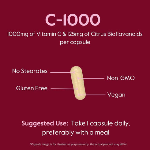 BESTVITE Vitamin C 1000mg, 120 Vegetarian Capsules with Citrus Bioflavonoids, Vegan, Non-GMO, Gluten Free