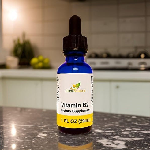 Vitamin B2 Supplement - Riboflavin Drops Liquid Extract for Headache Relief, Natural Energy - 1 Fl. oz.