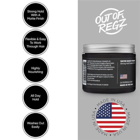Out of Regz Operator Water Based Pomade for Men - Strong Hold, Natural Matte Finish, Sweat & Humidity Resistant