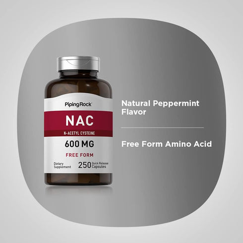 Piping Rock NAC Supplement | N-Acetyl Cysteine | 600mg | 250 Capsules | Non-GMO, Gluten Free