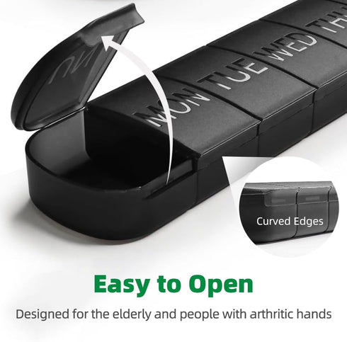JUNIPLTER 2 1 7 PCS Weekly Pill Organiser Times a Day, Arthritis Friendly Travel Pill Case, BPA-Free Pill Box Day