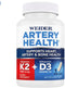 Artery Health Supplement, 60 Veggie Capsules - Heart, Immune and Bone Support with Vitamin K2 (180mcg) & Vitamin D3