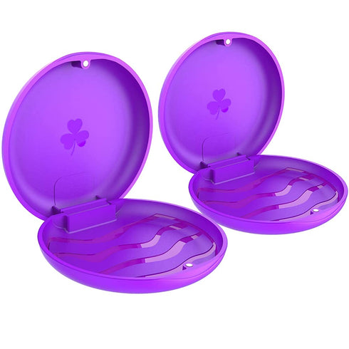 ARGOMAX 2 PCS Purple Thin and Light Aligner Case, Magnetic Closure Retainer Holder, Easy to Carry