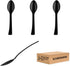 9 Inch Disposable Plastic Spoons - 60 Count Heavy Duty Serving Utensils, Food Safe, BPA Free, Black