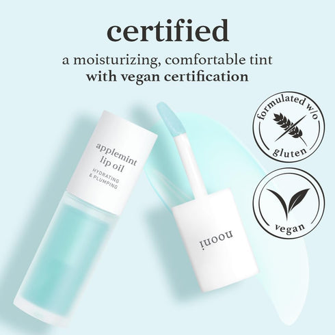 NOONI Korean Lip Oil - Applemint, Long-Lasting, Moisturizing, Hydrating, 0.12 FL Oz