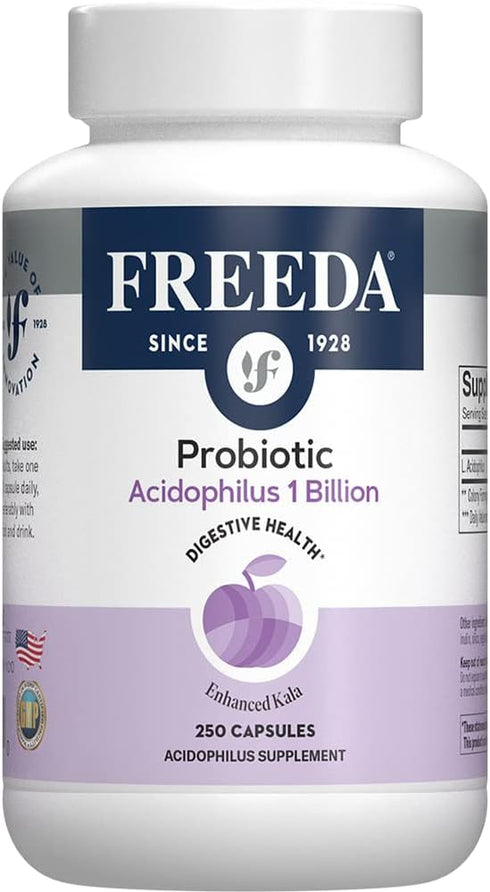 FREEDA Acidophilus Probiotic 1 Billion CFU, Lactobacillus Probiotics for Women & Men, Gut Health Supplements (250