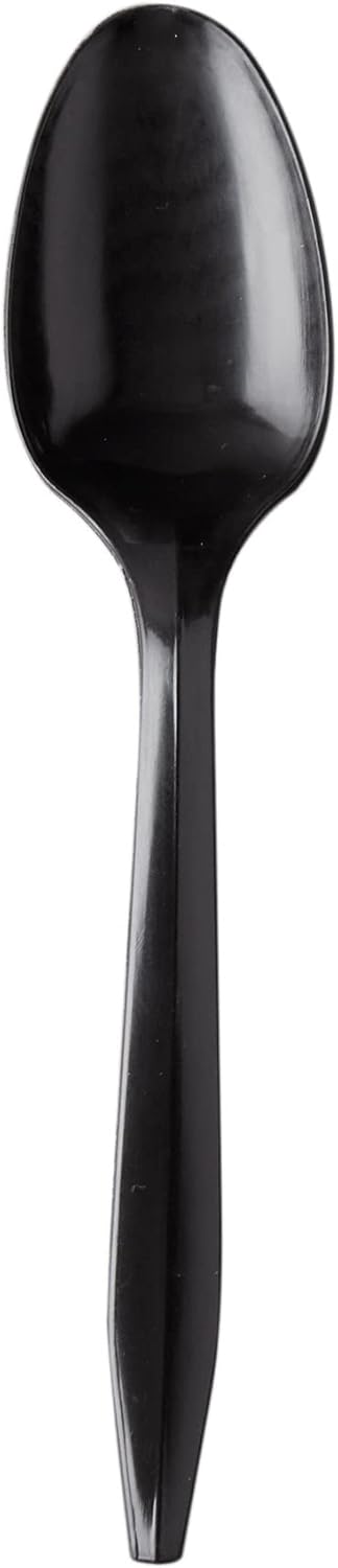 1000 Plastic Spoons Black Medium Weight | Plastic Cutlery Disposable Teaspoons Utensils | Bulk Durable Plasticware Cutlery | Great For Celebrations, Parties, Travels, Events, And Everyday Use