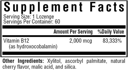 Seeking Health Hydroxo B12, 2000 mcg Methyl-Free Vitamin Lozenges, 60 Count