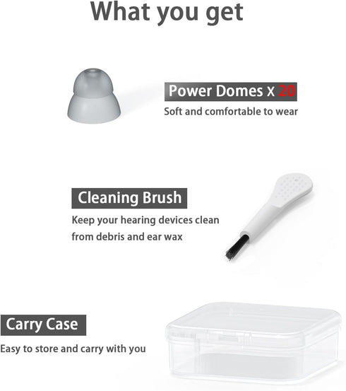 MicroEar 20pcs Pack) Hearing Aid Domes - Double Layer Closed Type Power Dome for Resound SureFit RIC and Open Fit BTE
